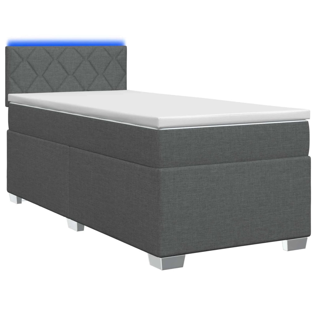 Letto con Box Spring, Materasso e LED Grigio Scuro 90 x 200 cm 3451862
