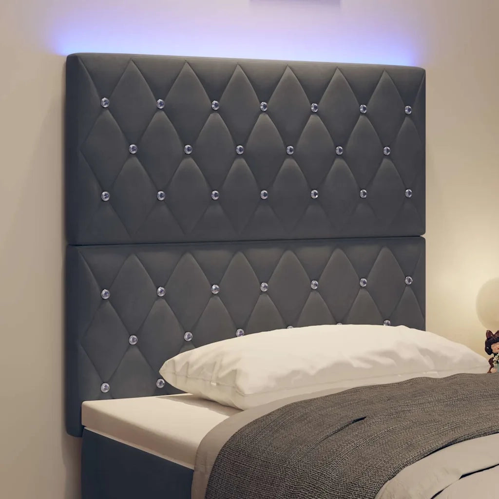 Testiera LED con strisce LED Grigio scuro 90 cm Velluto 3338349