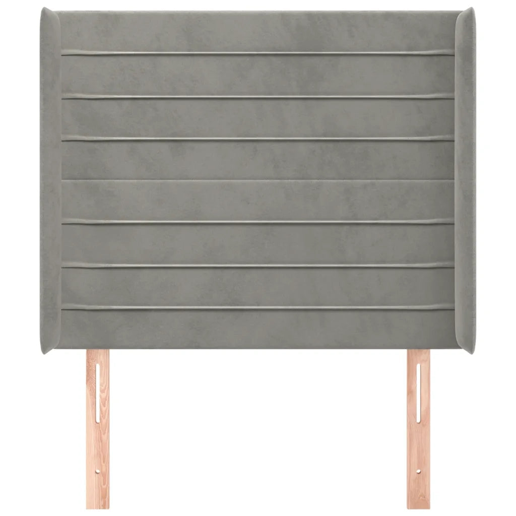 Testiera ad Orecchio-Testata con Orecchie Grigio Chiaro 103x16x118/128 cm in Velluto 936818