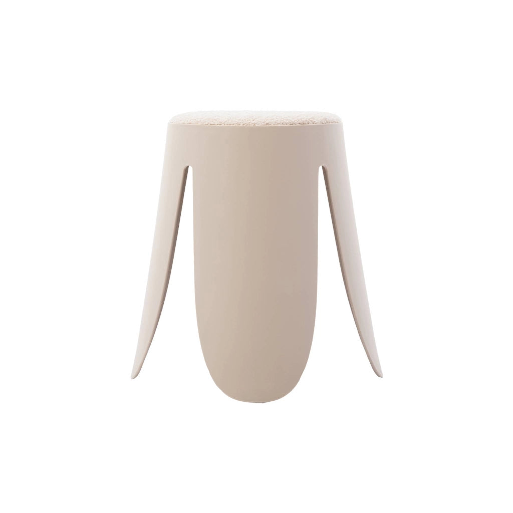 Set 4 sgabelli impilabili in bouclé, beige