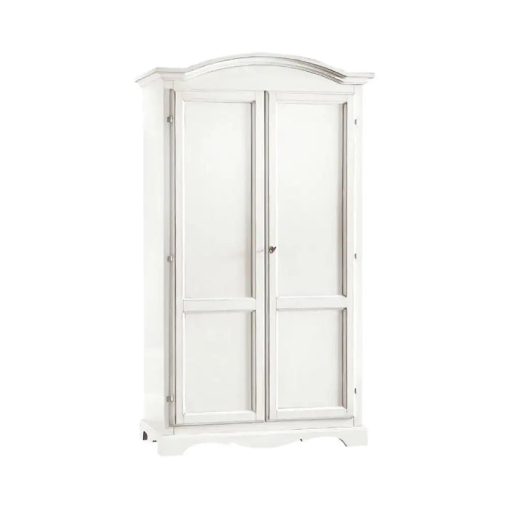 Armadio appendiabiti con 2 ante e con bastone arte povera in legno massello e mdf con rifinitura in bianco 107x55x197 H