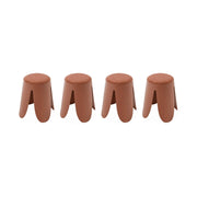 Set 4 sgabelli impilabili in bouclé, terracotta
