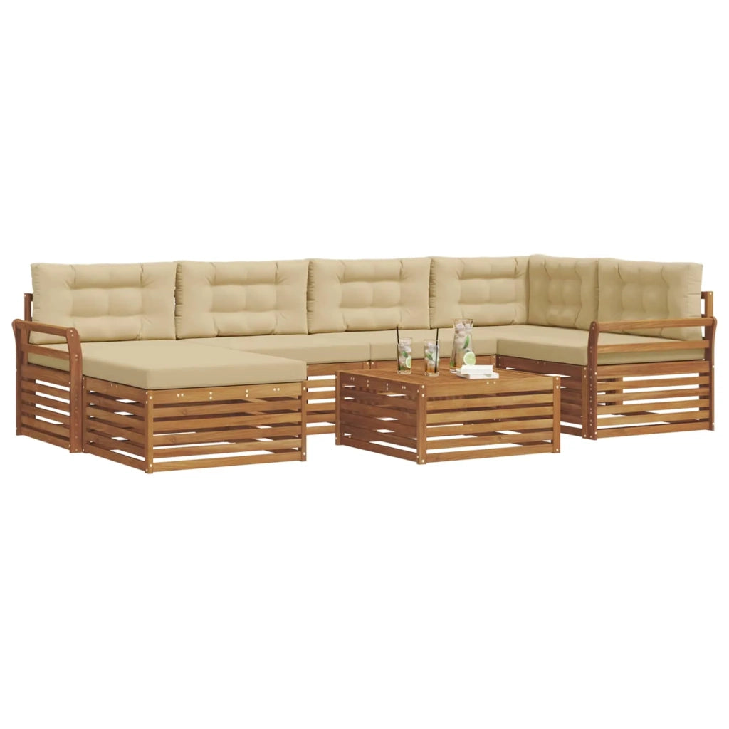 Set di divani da esterno con cuscino 7 pcs Naturale e Beige 3373783