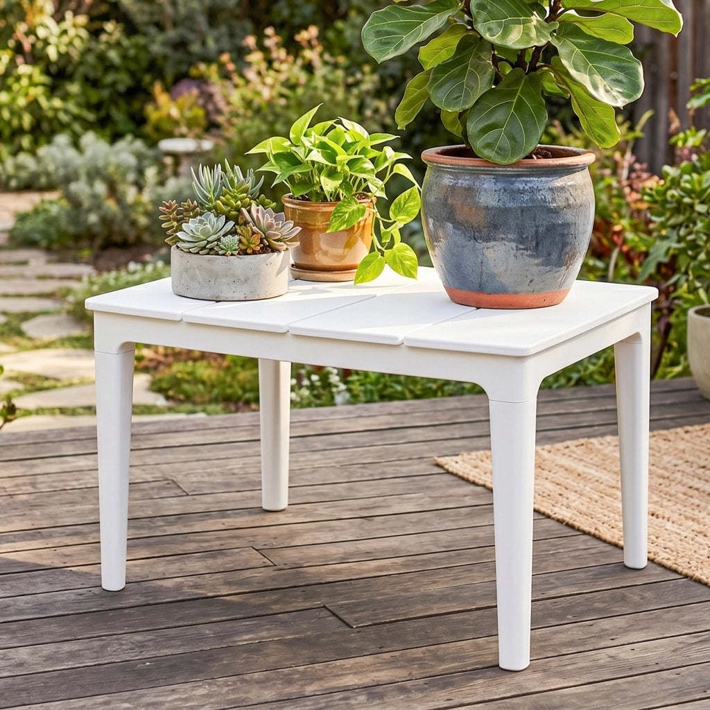 Tavolino da giardino rettangolare ¨C Xylo ¨C Plastica bianco crema 70x53cm