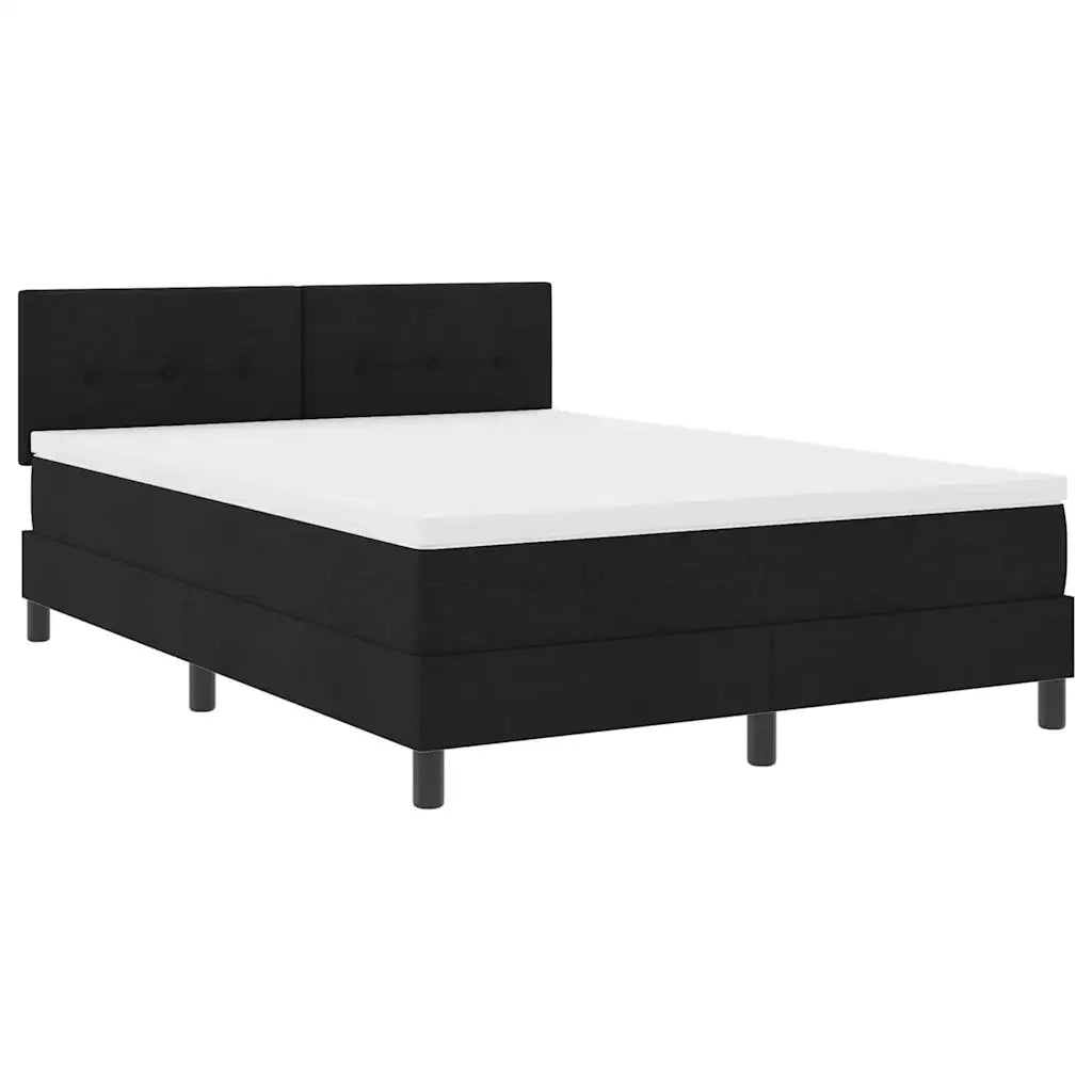 Letto a molle con materasso con led Nero 160 x 200 cm Tessuto