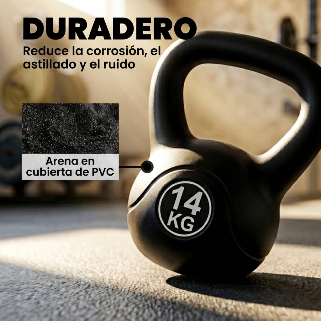 Kettlebell 14 kg ¨C Minimal ¨C 26x18x32 cm Nero