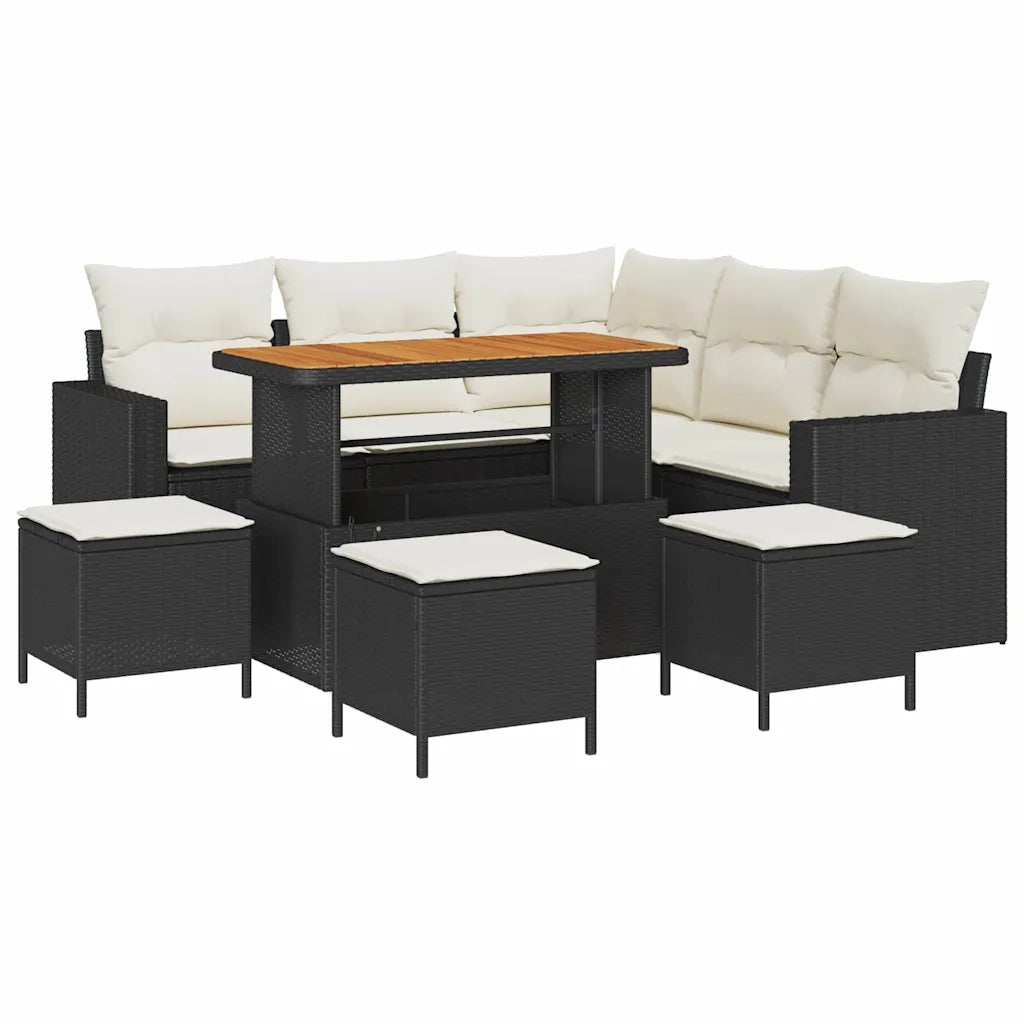Set Divano da Giardino 10 pcs Nero e Crema polyrattan 3363570