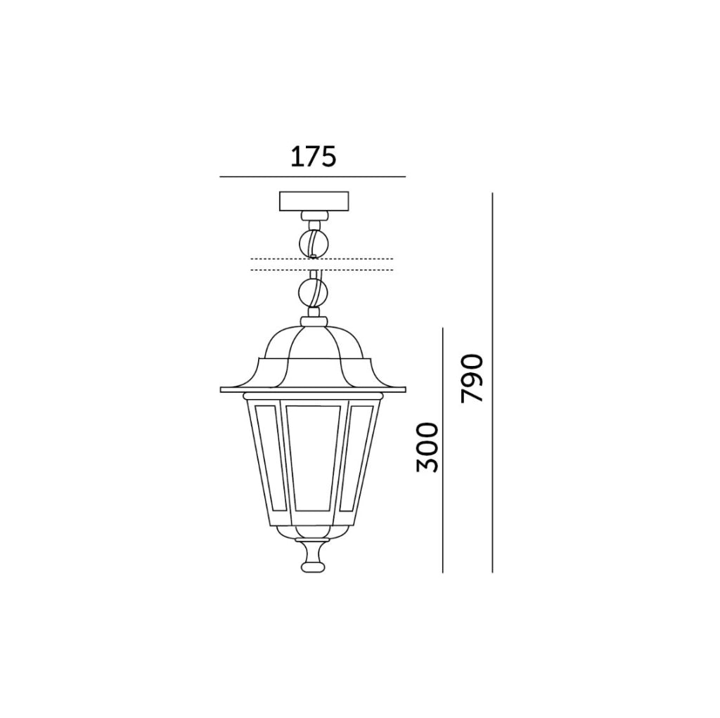 Lampada sospesa esterno nera catena E27 IP54 Kobi
