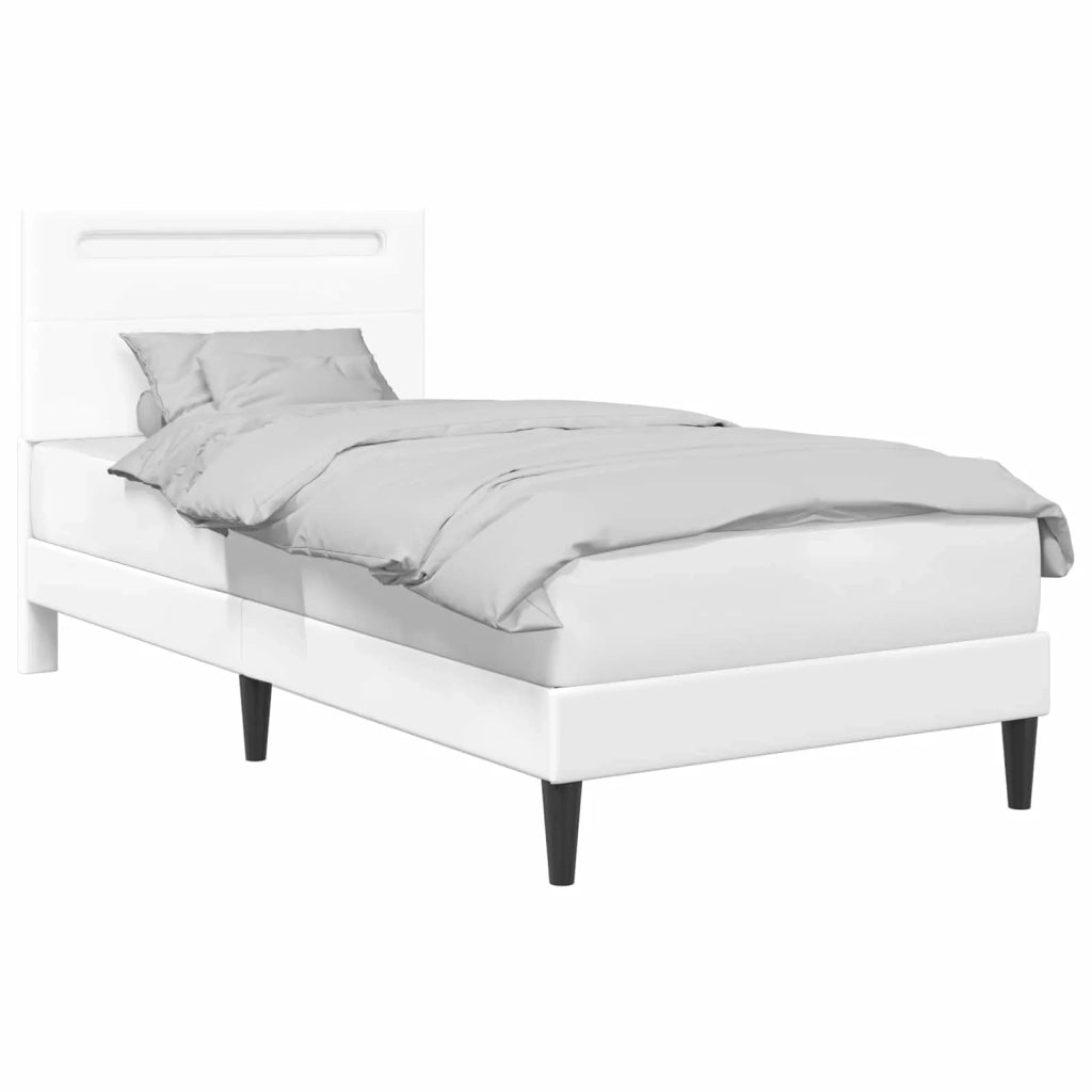 Letto singolo | Letto per adulti | Struttura del letto con testiera Bianco 100 x 200 cm Similpelle