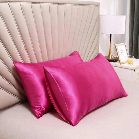 Cuscino a due pezzi con fodera di seta - morbido e soffice cuscino per letto - chiusura a sacco - protetto contro i parassiti e ipoallergenico - protegge capelli e pelle dalle rughe - 51x76cm - Rosso rubino