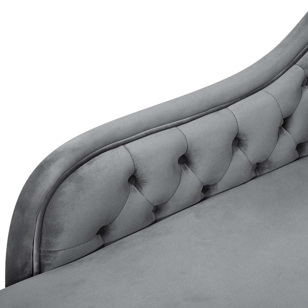 Chaise longue Grey versione destra Velluto abbottonato testa chiodata
