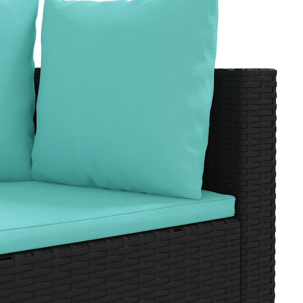 Set Divani da Giardino 3 pz con Cuscini in Polyrattan Nero