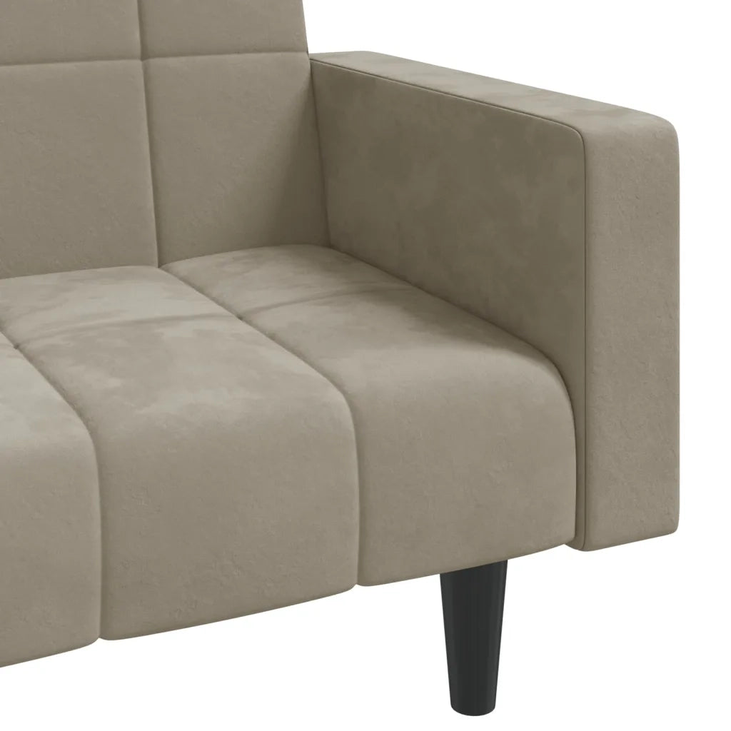 Divano letto | Sof¨¤ letto | Letto singolo a 2 Posti con 2 Cuscini Grigio Chiaro in Velluto