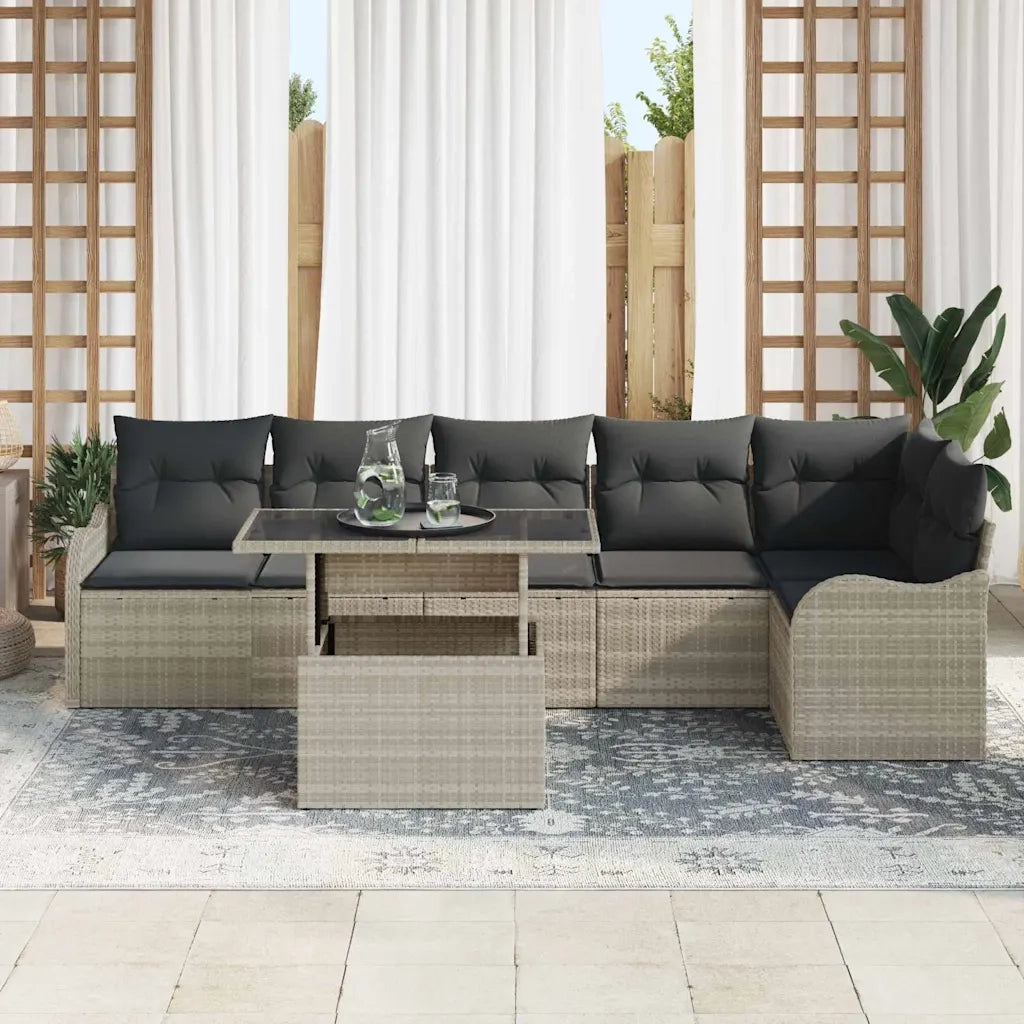 Set Divano da Giardino con cuscino 7 pcs Grigio chiaro 3357215