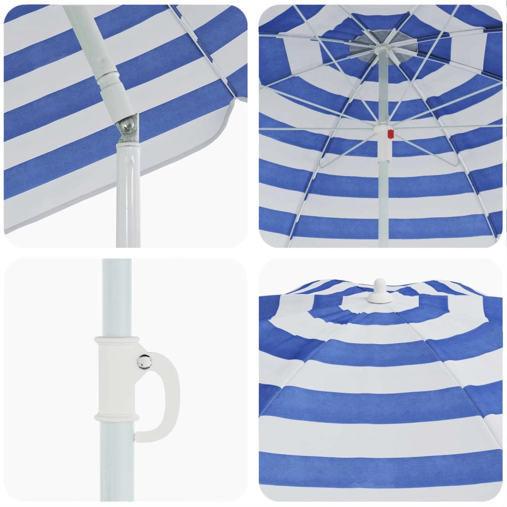 Ombrellone da Spiaggia Blu e Bianco 263 x 263 x 272 cm 4010669