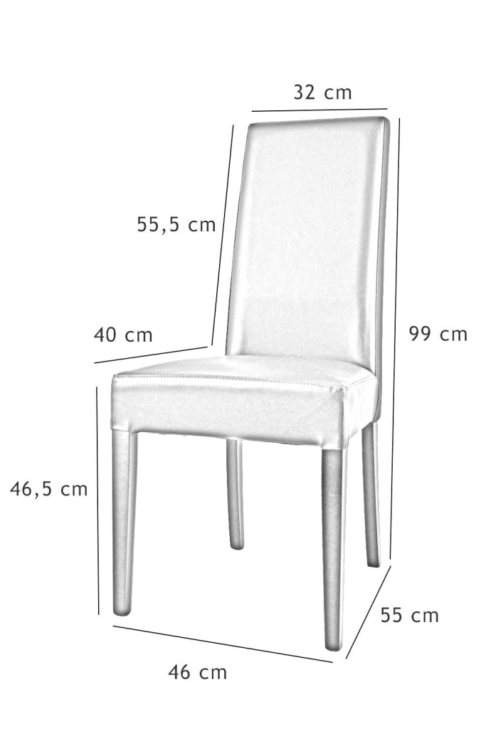Set 4 sedie Luisa Tommychairs, struttura in faggio bianco, seduta e schienale imbottiti e rivestiti in pelle artificiale