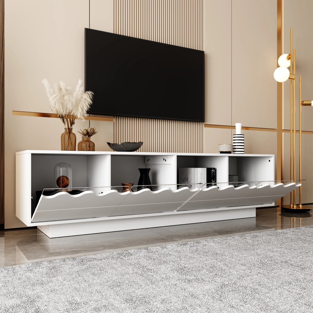 Cassettiera TV bianca in MDF e truciolare lunghezza 170 cm