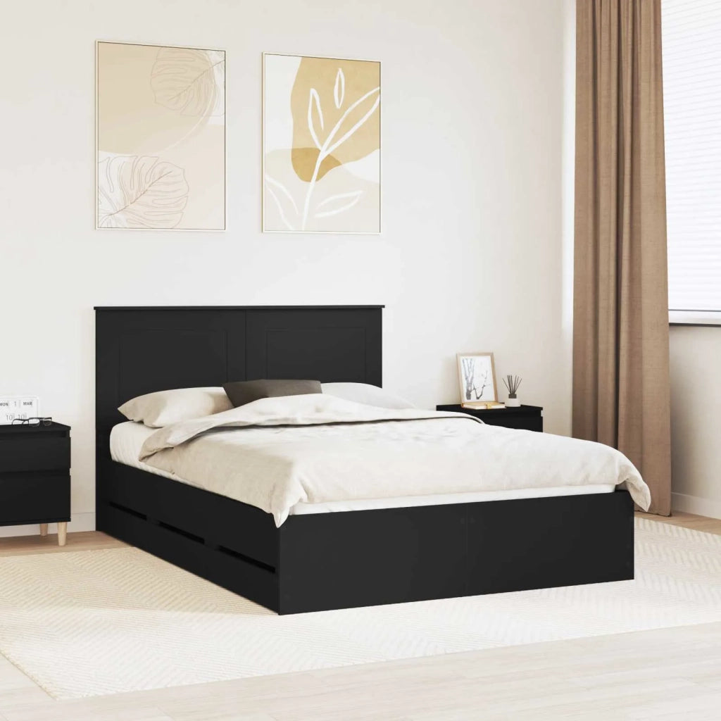 Letto matrimoniale | Letto per adulti | Struttura del letto Nero 160 x 200 cm Legno Ingegnerizzato