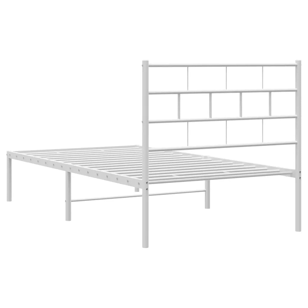 Letto singolo | Letto per adulti | Giroletto senza Materaso con Testiera Metallo Bianco 75x190 cm