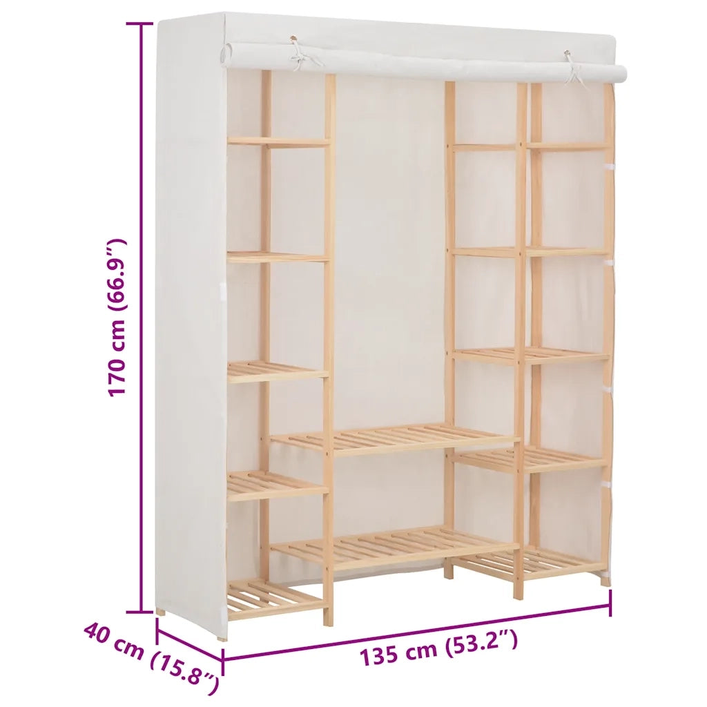 Armadio Bianco 135x40x170 cm in Tessuto 248196