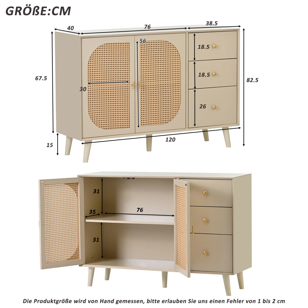 Mobile TV con Ante e Cassetti ¨C MINIMAL ¨C Bianco Crema, 120 cm