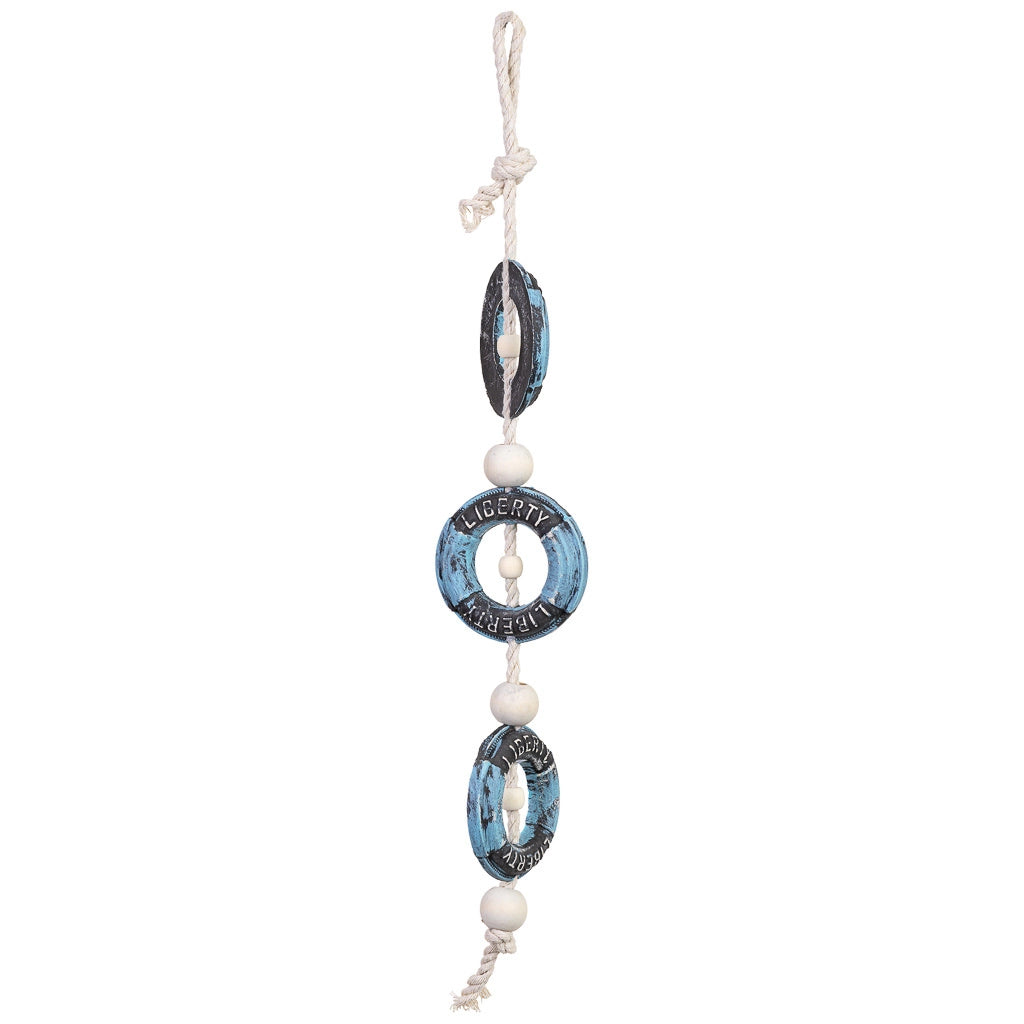 Campanello a vento decorativo in legno, blu, 8x2x52h cm