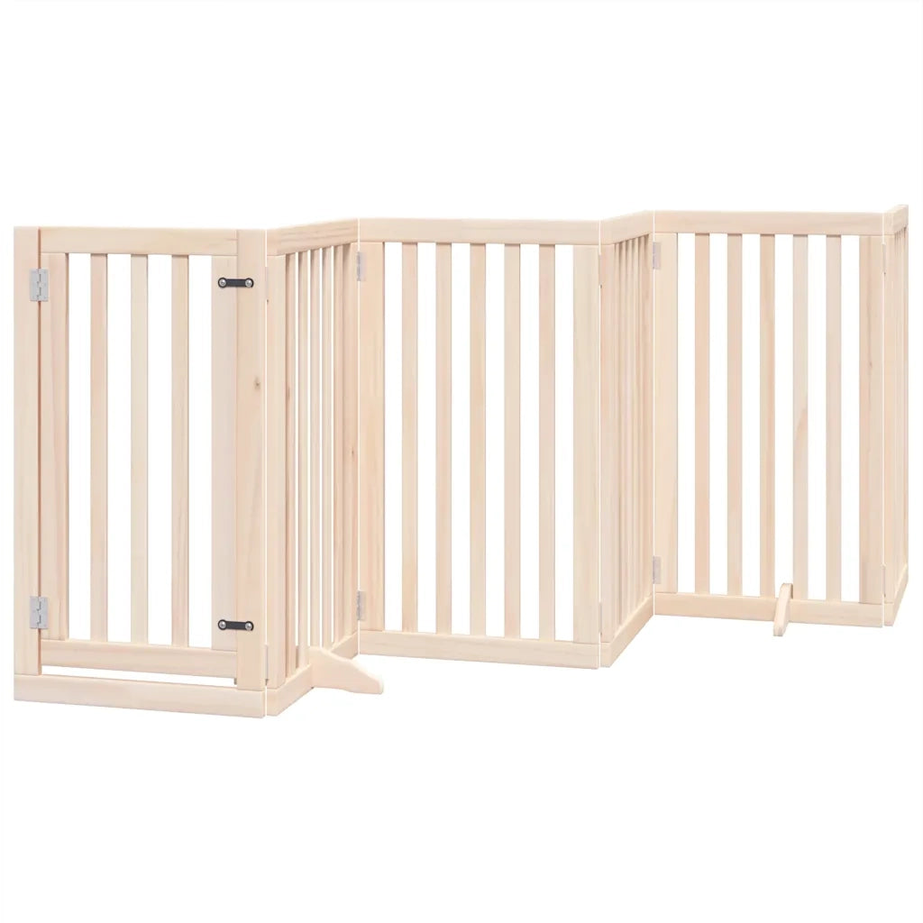 Cancello per Cani con Porta Pieghevole 9 Pannelli 450 cm Pioppo 3155644