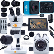 Set Microscopio Completo Mercury Pro con Telecamera e Display 8" – Testa Trinoculare, Zoom 7x-45x