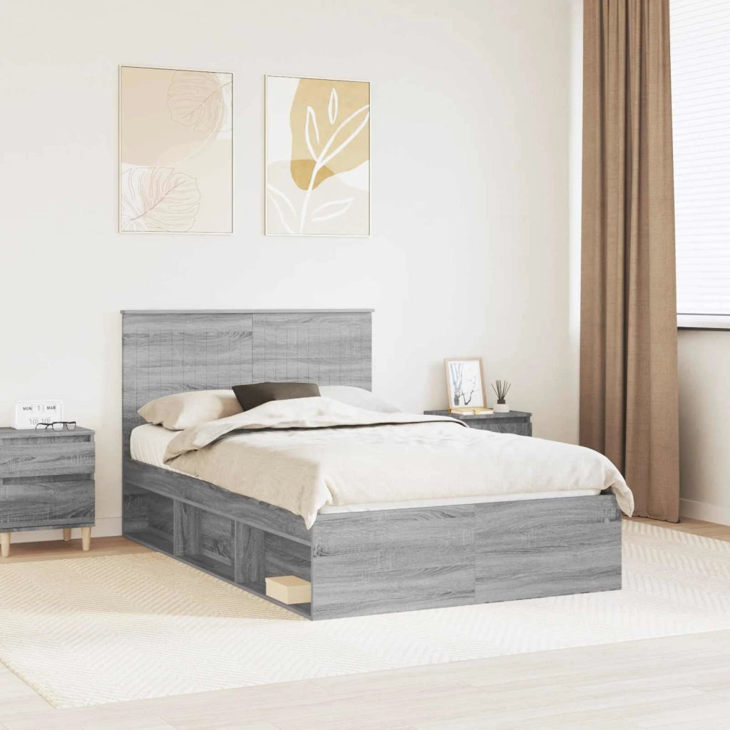Letto matrimoniale | Letto per adulti | Struttura del letto Grigio Sonoma 120 x 200 cm Pino massello
