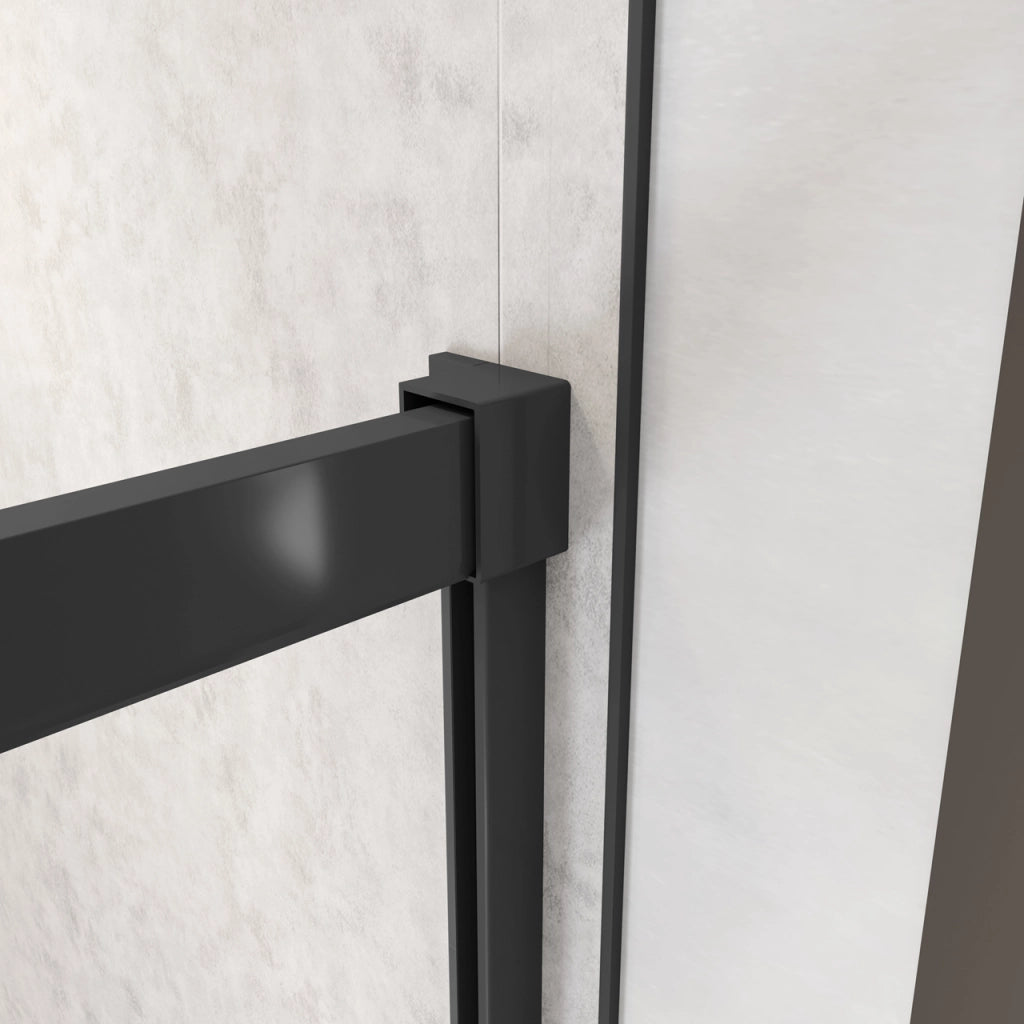 195 cm Box Doccia Angolare 120X80 cm Porta Scorrevole con Parete Fissa Vetro 8 mm Temperato Anticalcare Trasparente Profilo Nero Opaco Softclose