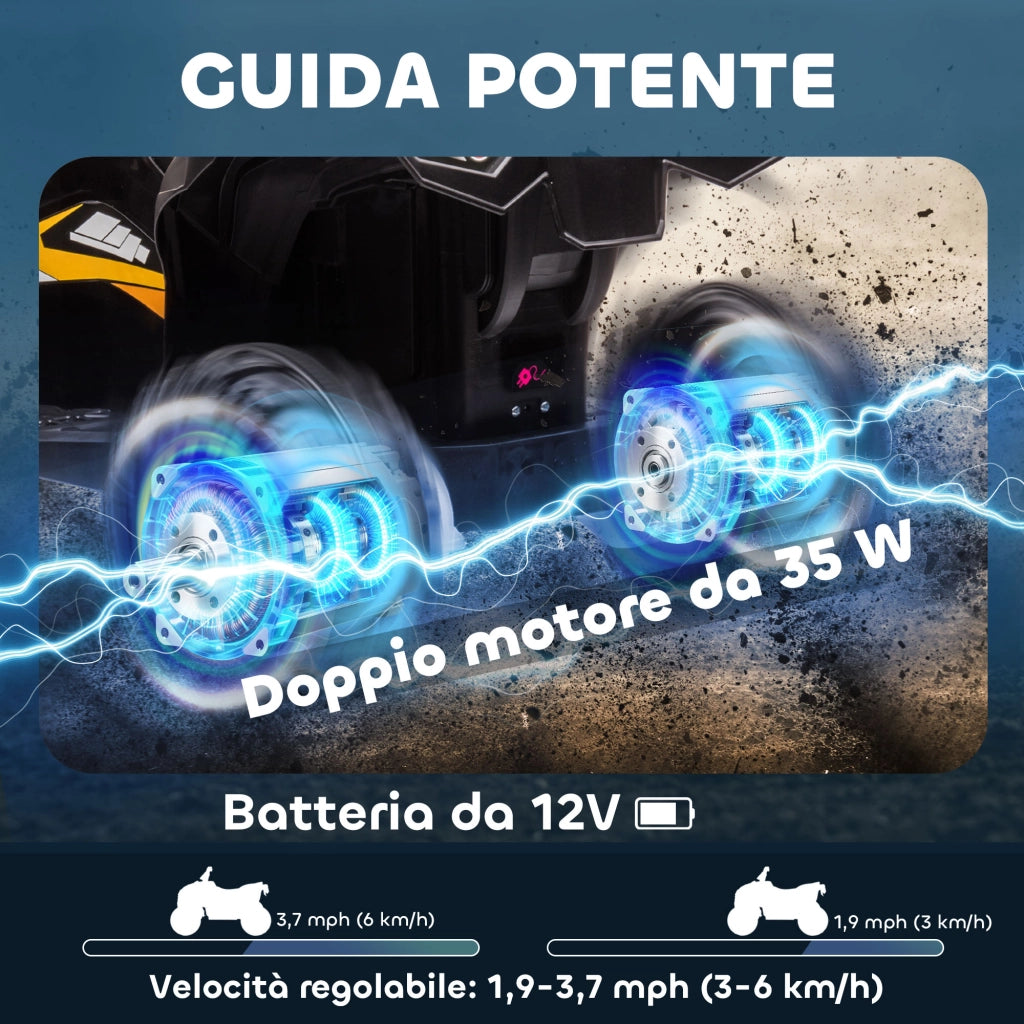 Quad Elettrico per Bambini ¨C Minimal ¨C Giallo, LED, 12V