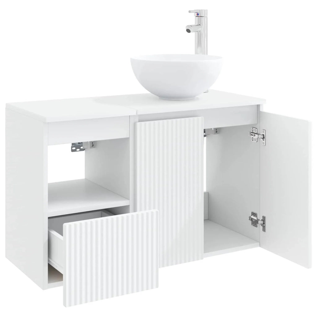 Set di mobili per il bagno 2 pz Bianco Legno ingegnerizzato 3404034