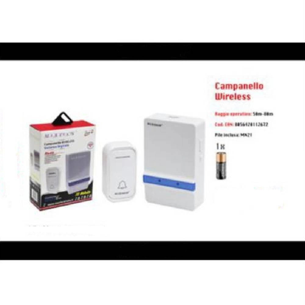 Trade Shop - Campanello Wireless A Batterie Wifi Raggio 80m A Led Senza Fili Maxtech Camp-02 -