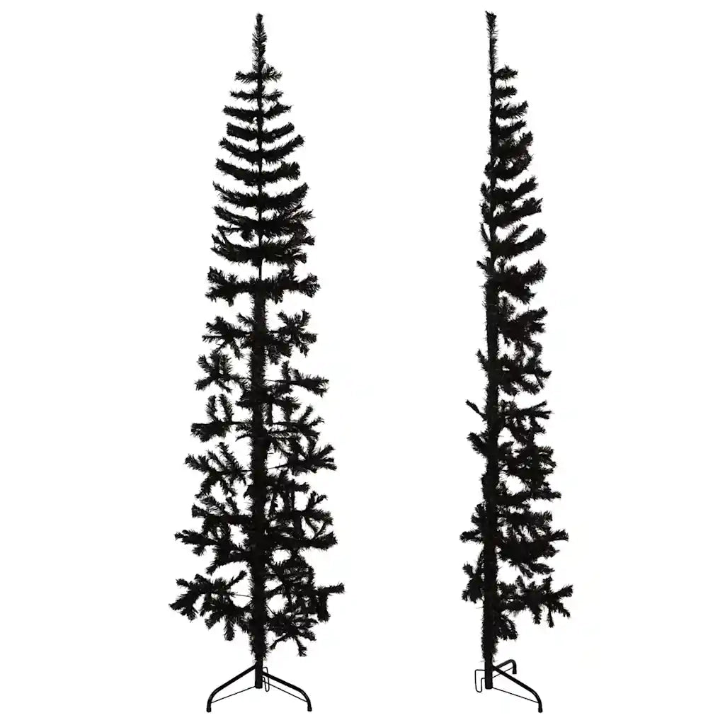 Albero Natale | Decorazioni natalizie Artificiale Sottile a Met¨¤ e Supporto Nero 210 cm