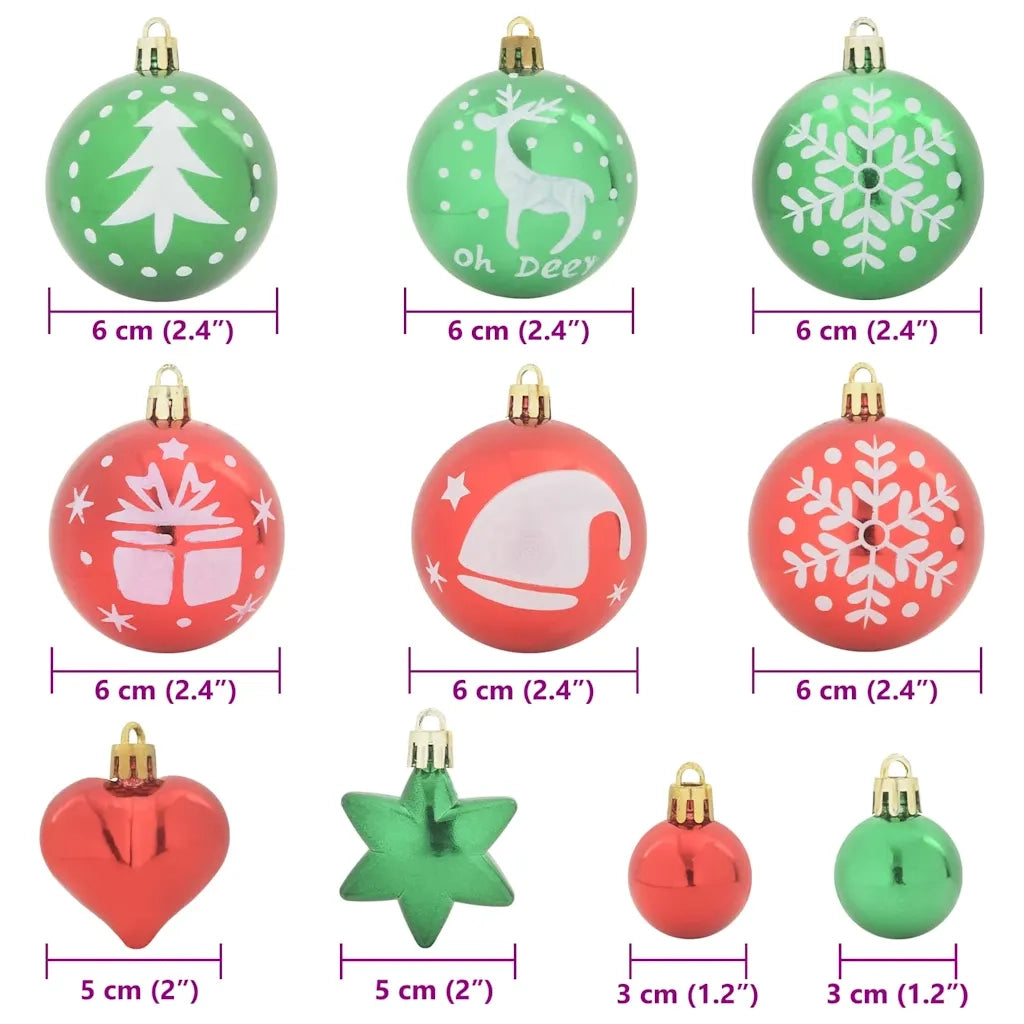 Set di Palle di Natale 40 pcs Rosso e Verde Plastica 42018846