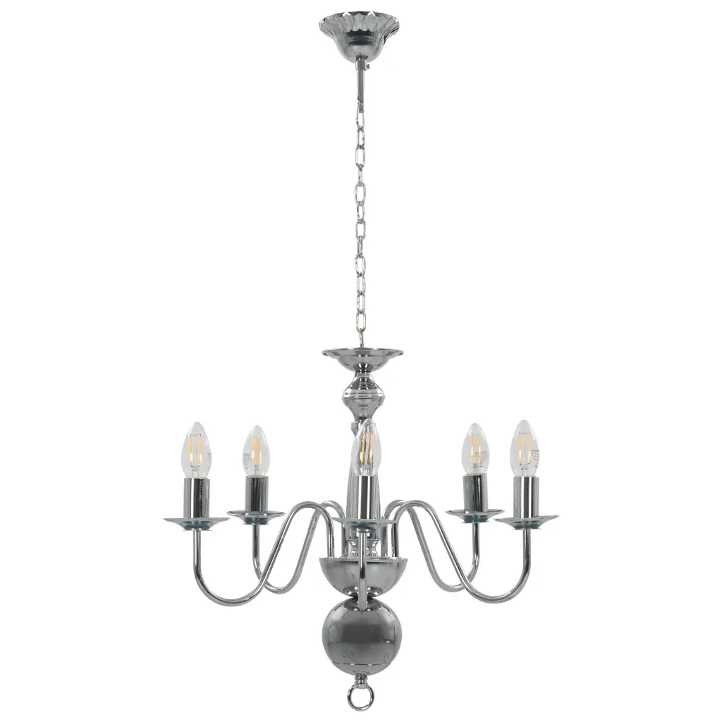 Lampadario Argento 5 Lampadine Attacco E14 281616
