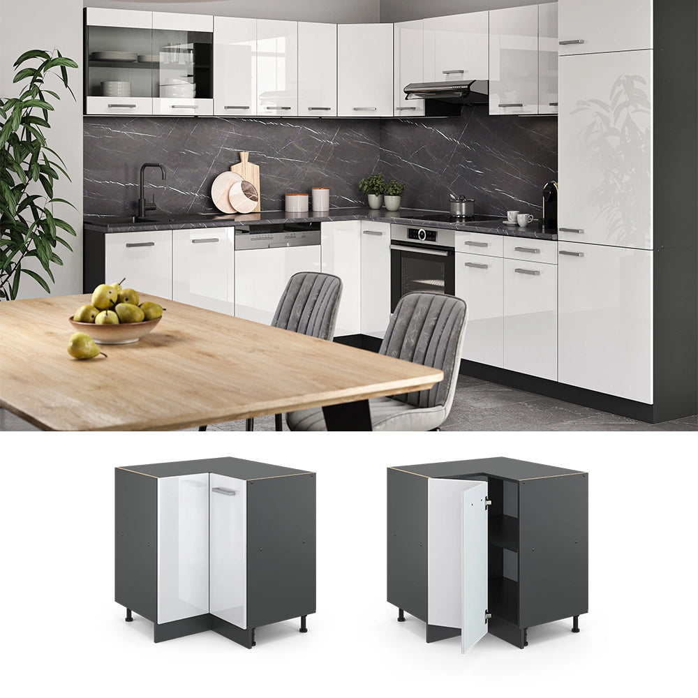 Vicco Mobile ad angolo cucina Bianco lucido 75.6 cm PL Marmo