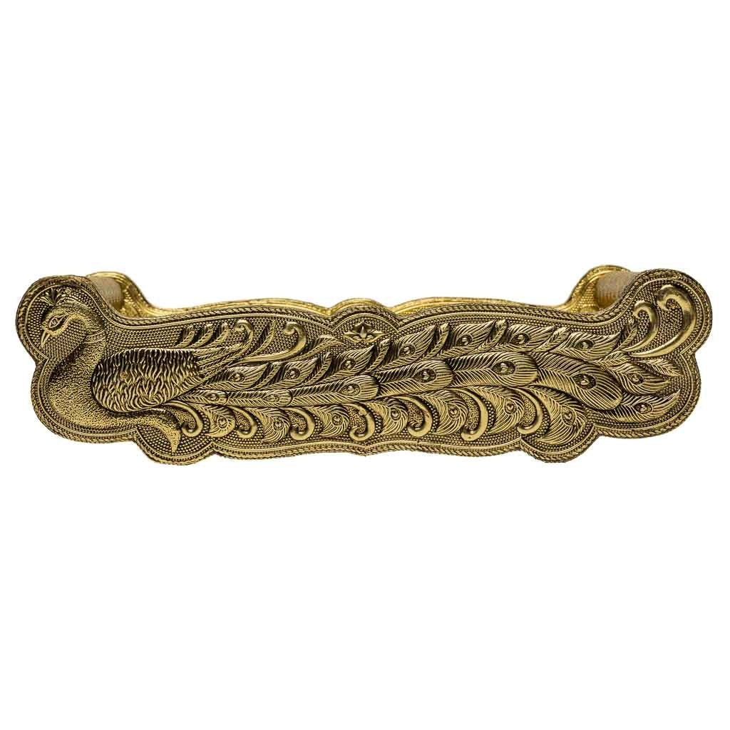 Vassoio in metallo goffrato dorato 25x13x6h