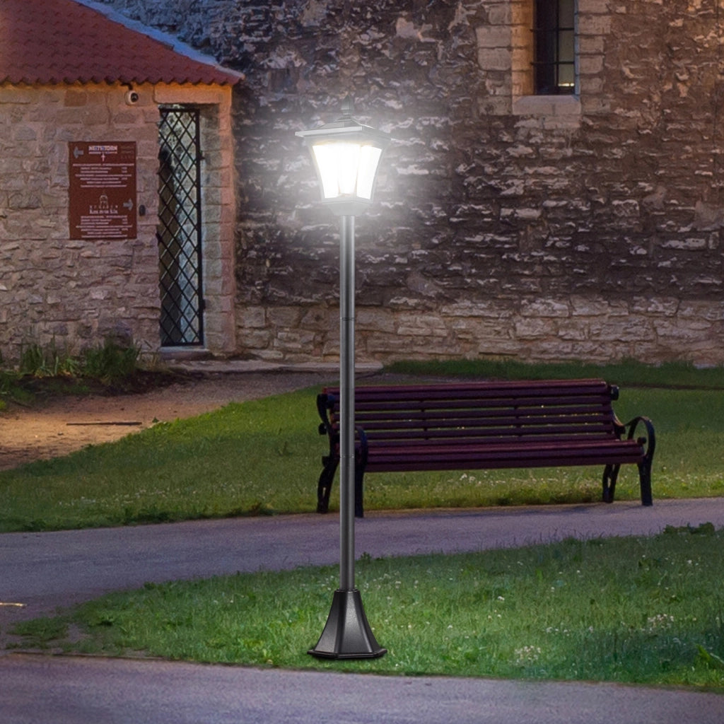 Lanterna solare da giardino, luce da vialetto con LED da 40 lumen, nera, 18 x 18 x 160 cm