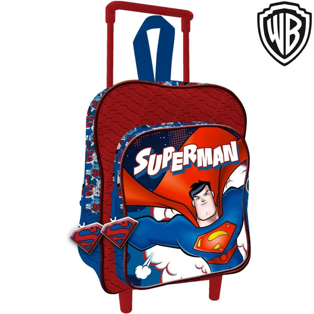 Trade Shop - Zaino Trolley Superman Warner Bros Originale Asilo Scuola Bambini Viaggi 30 Cm -