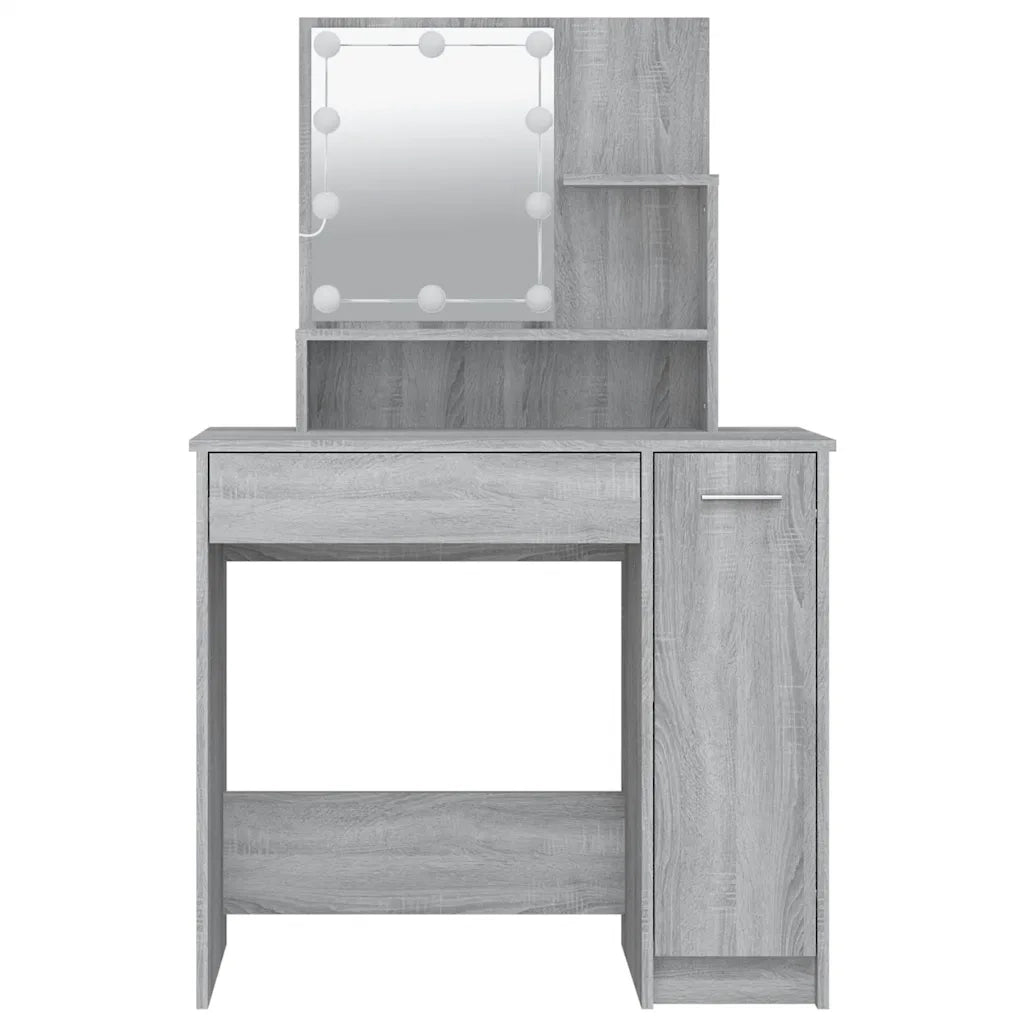 Toeletta con LED Grigio Sonoma 86,5x35x136 cm 820485