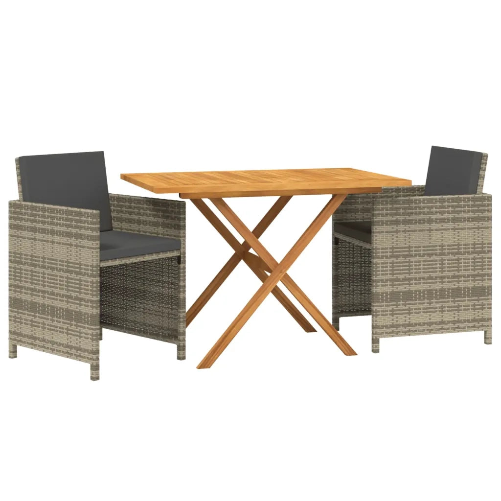 Set da Pranzo per Giardino 3 pz con Cuscini Grigio 3094303