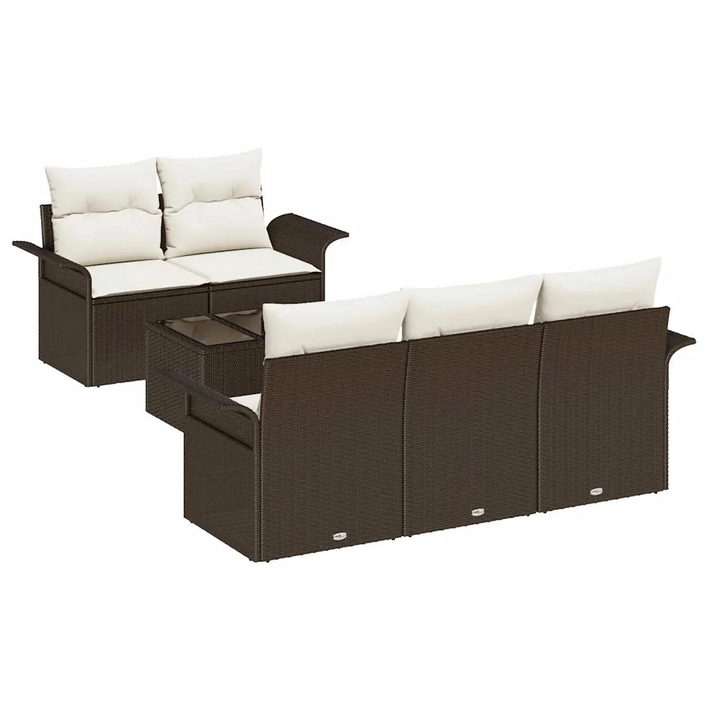 Set di divani con cuscino 6 pcs Marrone polyrattan