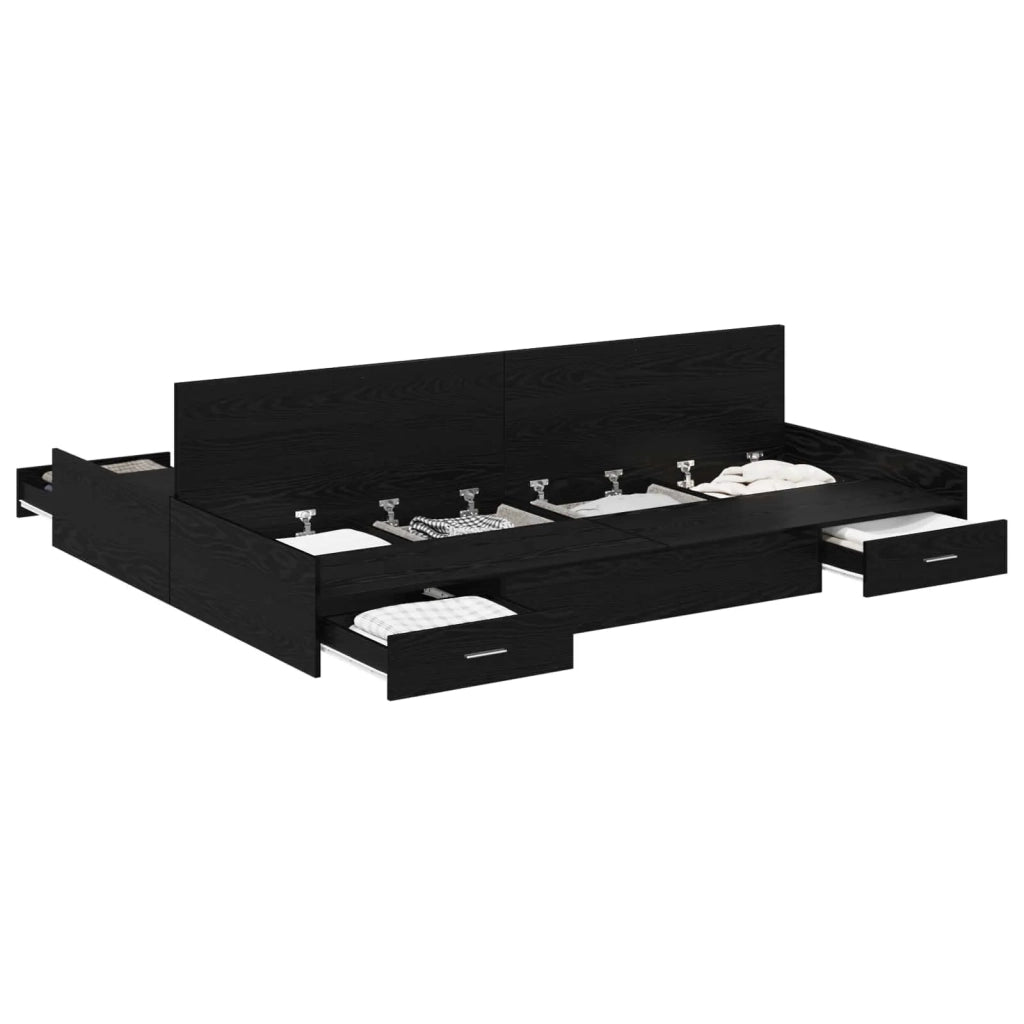 Struttura letto con contenitore-Giroletto con contenitore Rovere Nero 140 x 190 cm