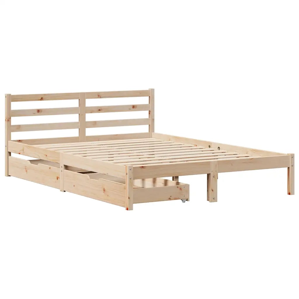 Letto senza Materasso-Struttura Letto 135x190 cm in Legno Massello di Pino 559539