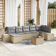 Set Divano da Giardino con cuscino 8 pcs Beige polyrattan