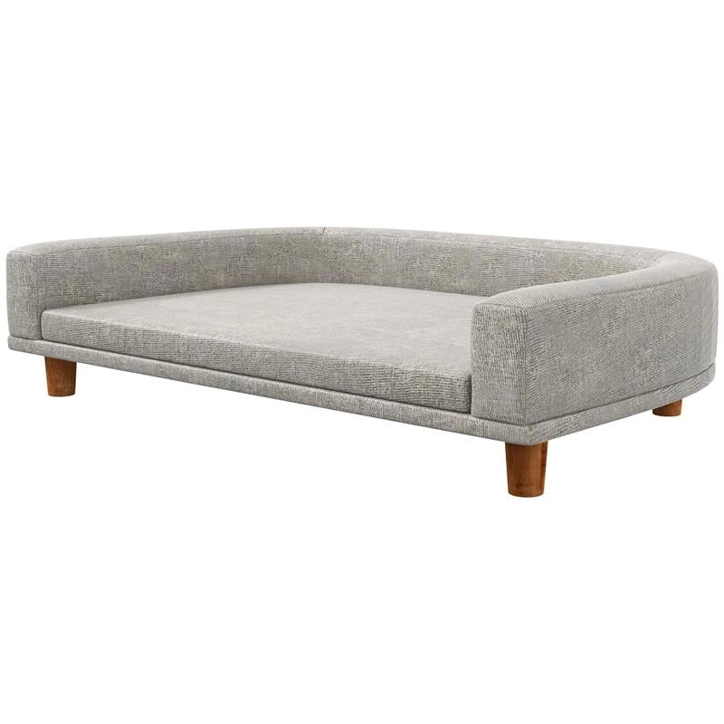 DIVANO PER CANI DI TAGLIA GRANDE CON CUSCINO SFODERABILE IN POLIESTERE E LEGNO 98X67X25 CM GRIGIO