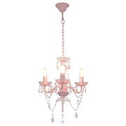 Lampadario con Perline Rosa Tondo 3 E14 281598