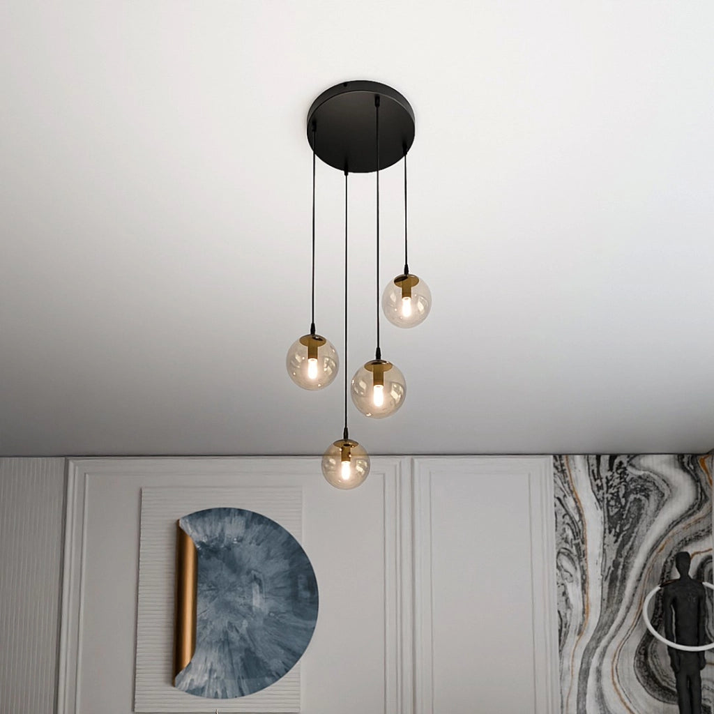 Lampadario Emibig Cosmo 4 luci E14 nero miele Premium