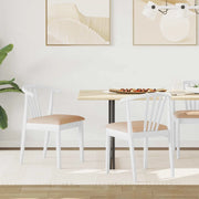Sedia da pranzo 2 pcs Bianco e marrone Legno di gomma massiccio